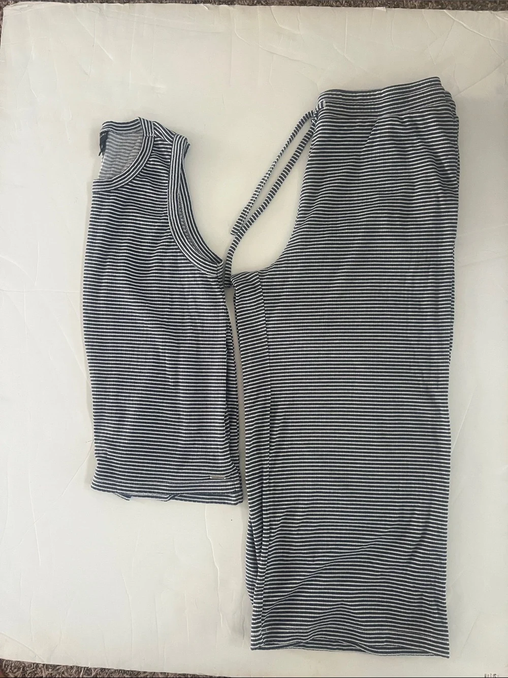 Tahari Navy & White Striped Two-Piece Capri Sleep Set